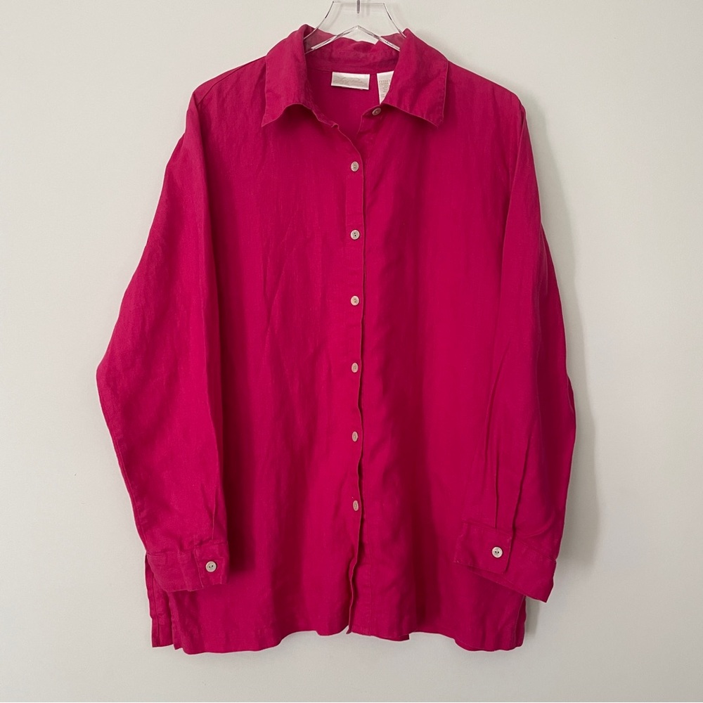 Lucy Perida Shirt Womens Extra Large Linen Tunic Shell Buttons Casual Lagenlook